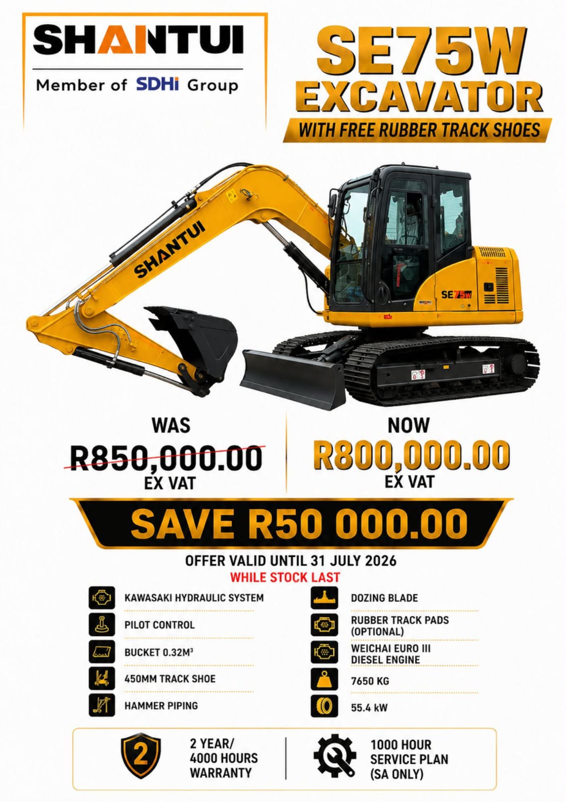 Shantui SE75W Excavator - Image 2