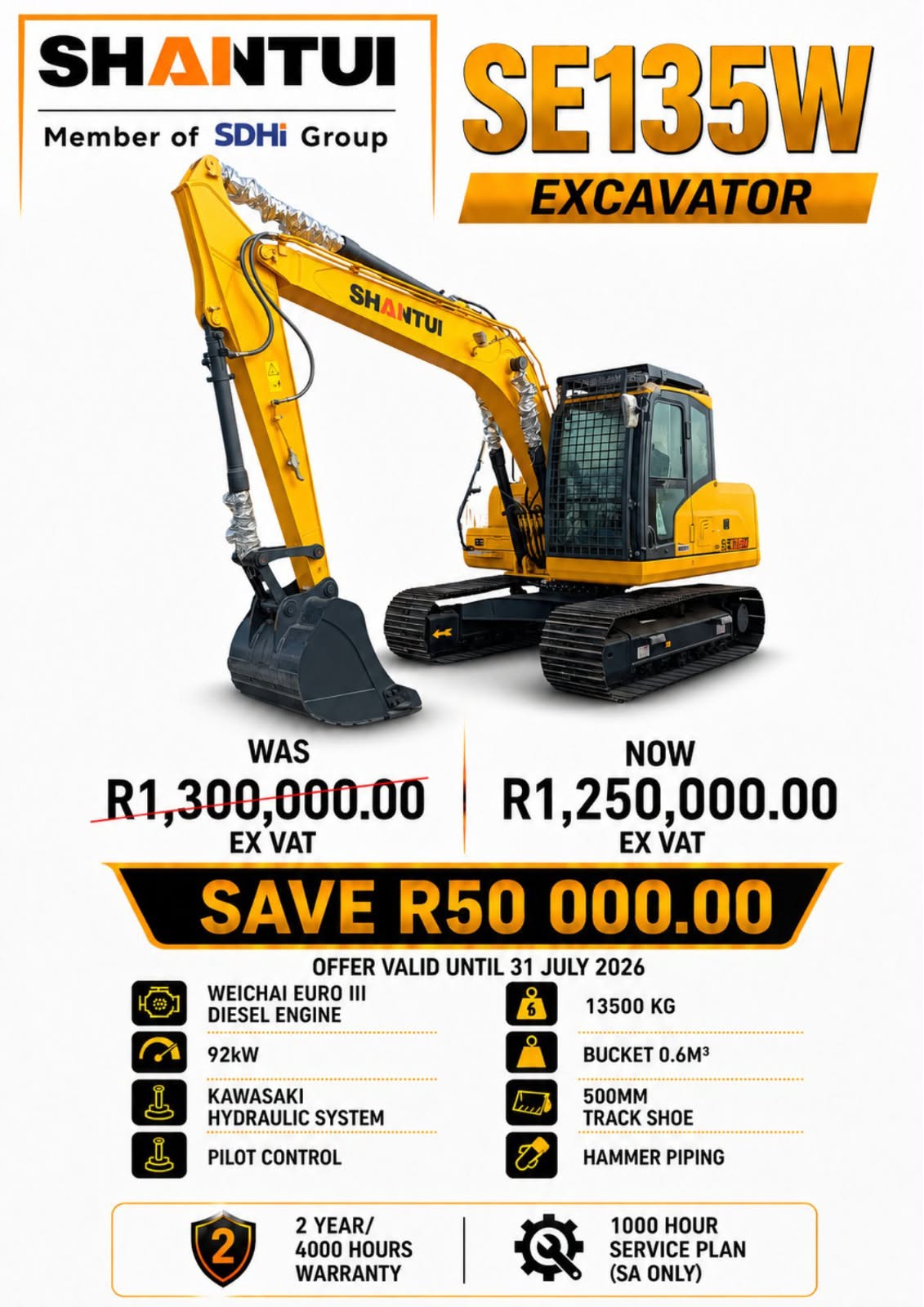 Shantui SE135W Excavator - Image 2